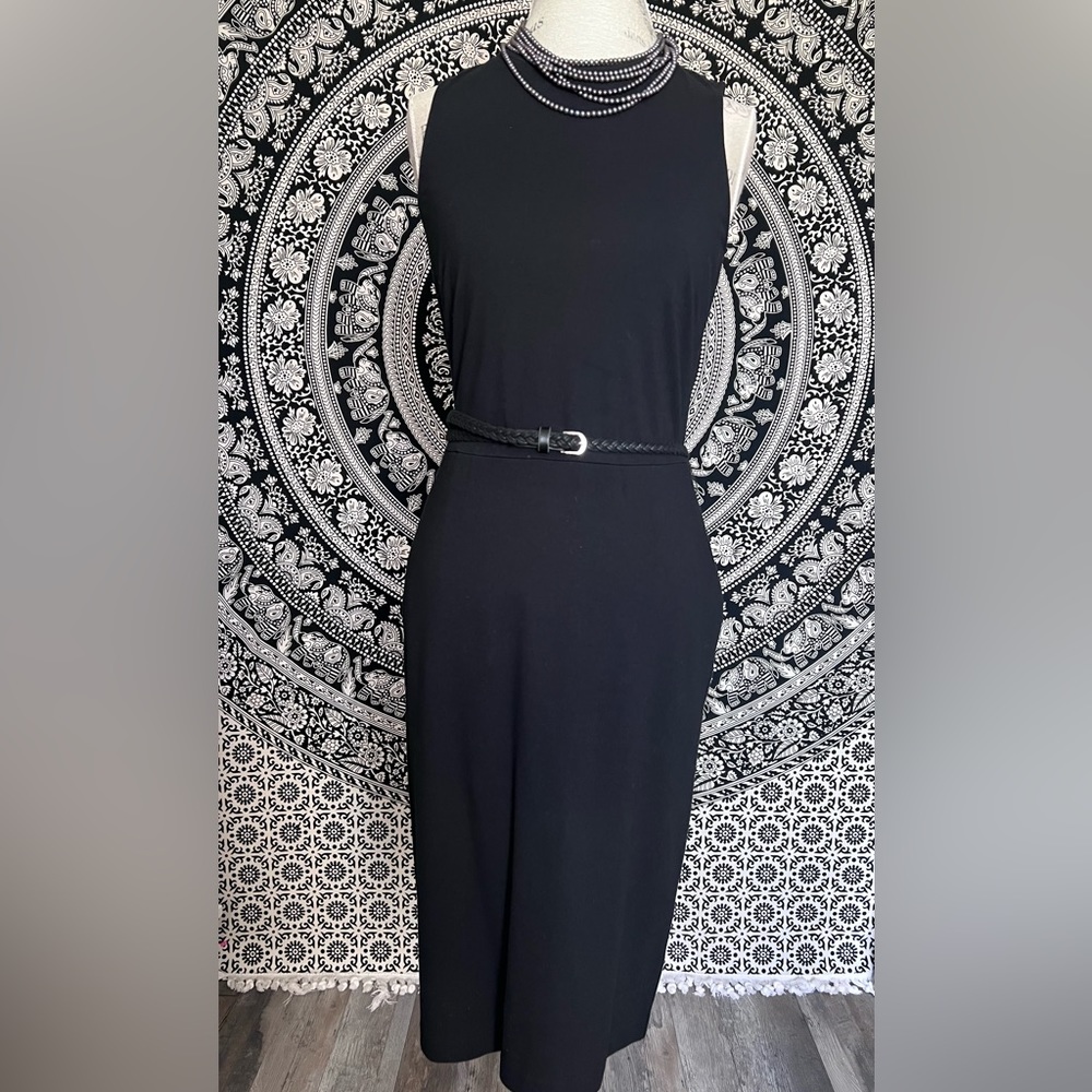 Banana Republic midi dress in black, fitted stretch sleeveless business Sz. 4 S